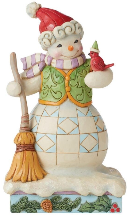Jim Shore 6011161 Snowman with Cardinal Figurine