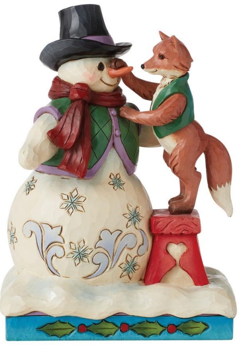 Jim Shore 6011162 Snowman With Fox Figurine