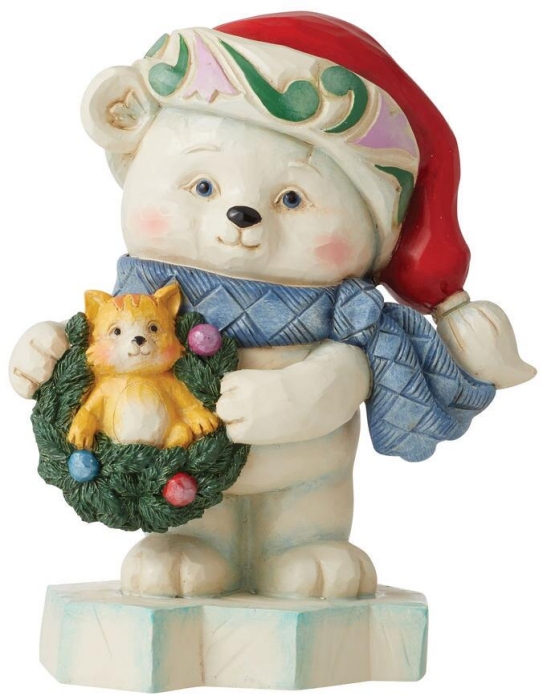 Jim Shore 6011484 Polar Bear With Kitten Pint Size Figurine
