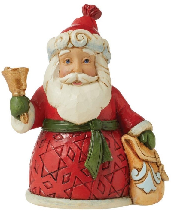 Jim Shore 6011488 Mini Santa With Bell & Bag Figurine