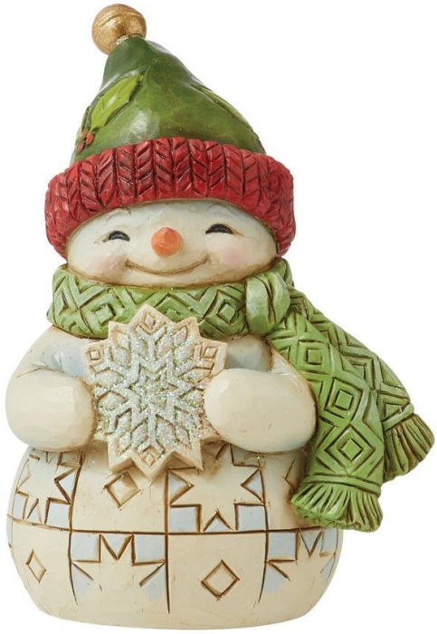 Jim Shore 6011489 Mini Snowman Holding Snowflake Figurine