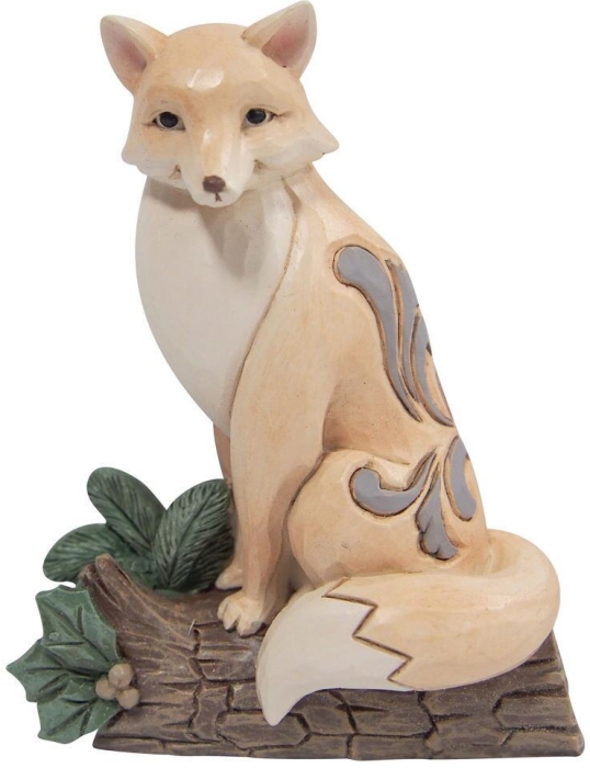 Jim Shore 6011617 White Woodland Fox On Birch Log Figurine