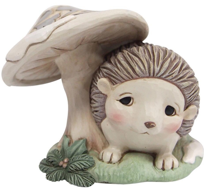 Jim Shore 6011618 White Woodland Hedgehog By Mushroom Figurine