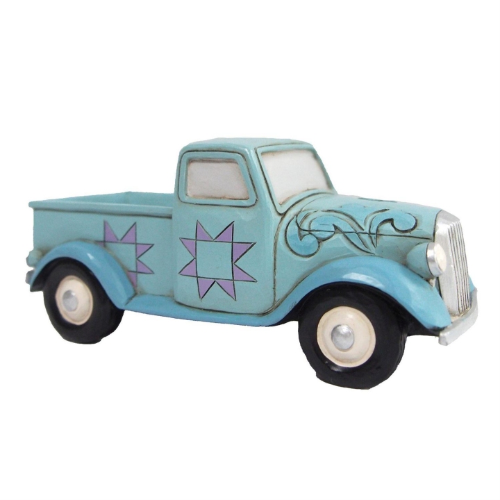 Jim Shore 6012428 Blue Pickup Truck Mini Figurine