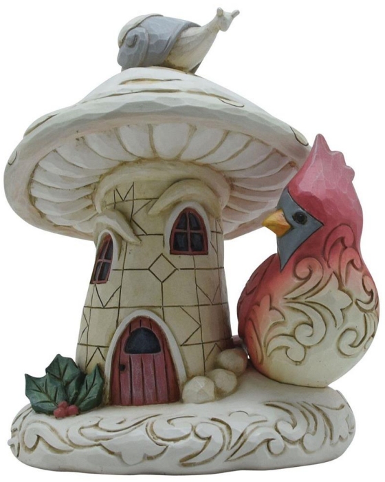 Jim Shore 6012683 White Woodland Mushroom Gnome Home
