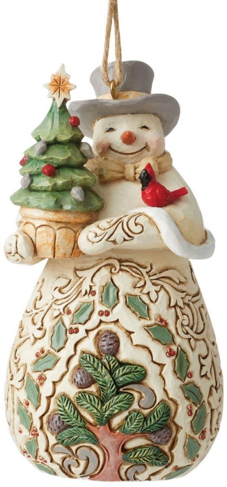 Jim Shore 6012691 White Woodland Snowman Evergreen Ornament