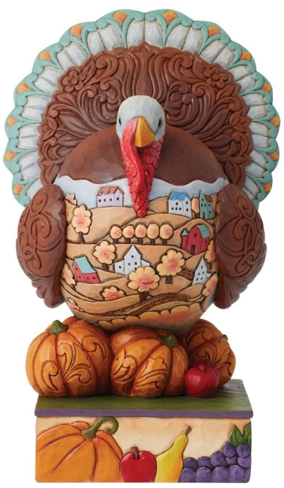 Jim Shore 6012830 Traditional Turkey with Scene Figurine