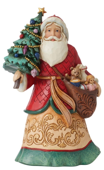 Jim Shore 6012904N Santa with Tree & Toybag Figurine