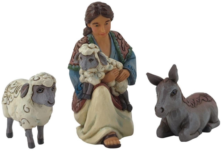 Jim Shore 6012944N Shepherd Sheep & Donkey Figurine Set