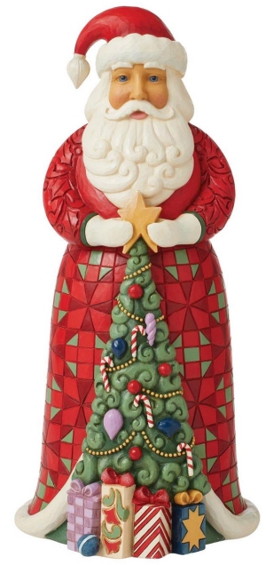 Jim Shore 6012946N Santa with Christmas Tree Coat Figurine