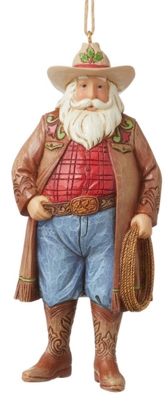 Jim Shore 6012971N Western Santa in Cowboy Hat Hanging Ornament