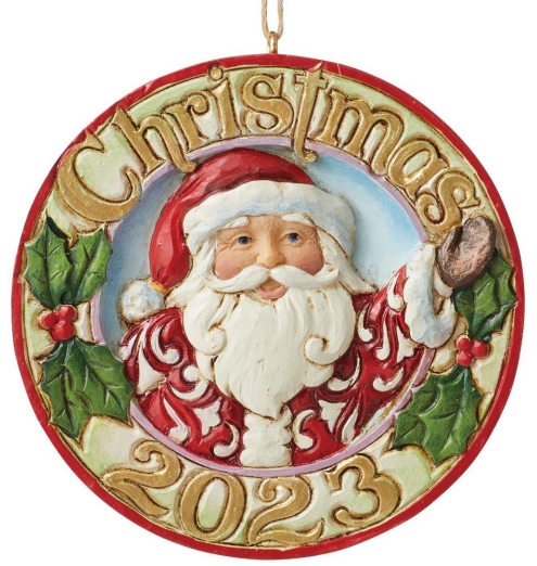 Jim Shore 6012978N Dated 2023 Jolly Santa Hanging Ornament