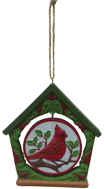 Jim Shore 6013133 Rotating Cardinal Birdhouse Hanging Ornament