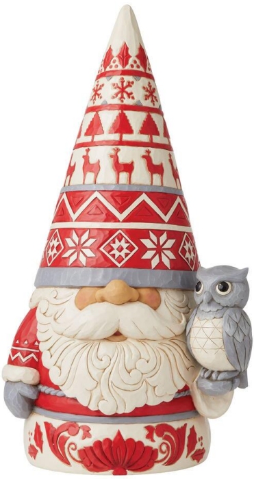 Jim Shore 6009500 Nordic Noel Gnome Holding Owl Statue - NoFreeShip