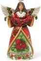Jim Shore 4034378 Red Green Angel Poinsettia Figurine