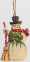 Jim Shore 4047816 Snowman w Broom Min Ornament