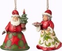 Jim Shore 4051332 Set 2 Santa and Mrs Ornament