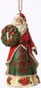 Jim Shore 4053834 Poinsettia Santa Ornament