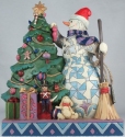 Jim Shore 6002731 Snowman Trimming Tree Figurine