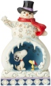 Jim Shore Peanuts 6002774 Snowman with Snoopy Scene