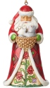 Jim Shore 6003357 Santa with Cat in Basket Hanging Ornament