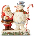 Jim Shore Frosty 6004157 Santa And Frosty With Candy Cane Figurine