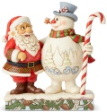 Jim Shore Frosty 6004157 Santa and Frosty with Candy Cane Figurine