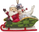 Jim Shore Frosty 6004159 Santa and Frosty In Sleigh Ornament