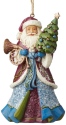 Jim Shore 6004187 Victorian Santa Holding Horn Ornament
