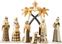 Jim Shore 6004196 Black and Gold 7 Piece Nativity Figurine