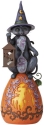Jim Shore 6006251 Black Cat & Lighted Pumpkin Statue - No Free Ship
