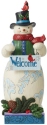 Jim Shore 6007115N Snowman With 2-Sided Sign Statue - No Free Ship