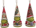 Jim Shore 6009537 Grinch Set of 3 Gnome Ornaments