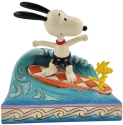 Jim Shore Peanuts 6010114 Snoopy & Woodstock Surfing Figurine