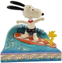 Jim Shore Peanuts 6010114 Snoopy and Woodstock Surfing Figurine