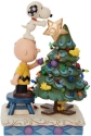 Jim Shore 6010321 Charlie Brown and Snoopy Decorating Tree Figurine