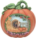 Jim Shore 6010678N Harvest Pumpkin With Turkey Scene Figurine