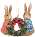 Jim Shore Beatrix Potter 6010690N Peter with Flopsy & Wreath Ornament