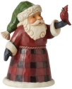 Jim Shore 6011480 Buffalo Plaid Santa Pint Size Figurine