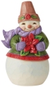 Jim Shore 6011482 Snowman with Poinsettia Pint Size Figurine