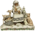 Jim Shore 6011615N White Woodland Santa Sitting With Animals Figurine