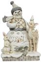 Jim Shore 6011616N White Woodland Snowman With Deer Figurine