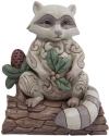 Jim Shore 6011619 White Woodland Raccoon With Pinecone Figurine