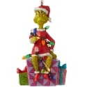 Jim Shore Dr Seuss 6012709N Grinch Sitting on Present Hanging Ornament