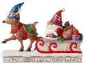 Jim Shore 6012954N Reindeer Pulling Gnome On Sled Figurine