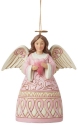 Jim Shore 6013134 Pink Angel Holding Heart Hanging Ornament