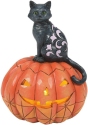 Jim Shore 6014479 Black Cat on LED Pumpkin Figurine