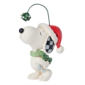 Jim Shore Peanuts 6015036 Snoopy Christmas Hat Mistletoe Mini Figurine