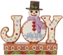 Jim Shore 6015434 Gingerbread & Snowman JOY Word Figurine