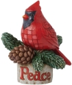 Jim Shore 6015467 Pint Size Cardinal on Peace Sign Figurine